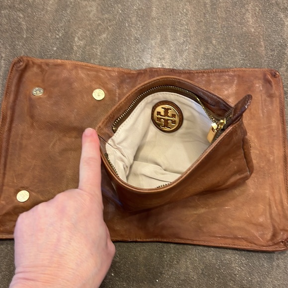 SALE! Tory Burch RareFind Leather Brown Red Bronze PurseWalletMagneticSnapZipper - Picture 9 of 16